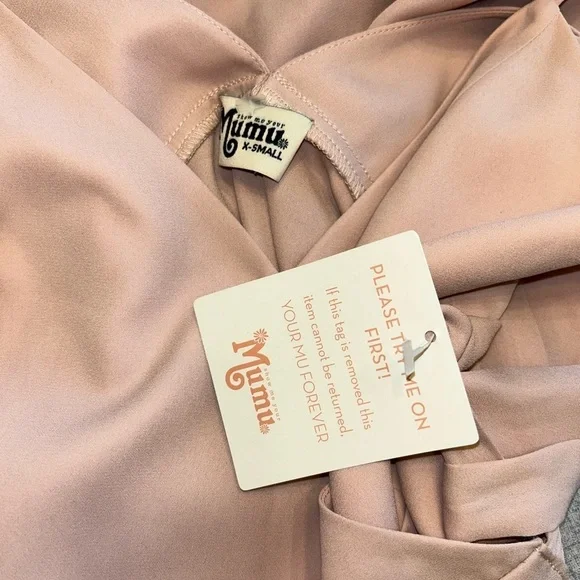 SHOW ME YOUR MUMU Mariah Wrap Dress Dusty Blush Size XS NEW - Picture 11 of 13